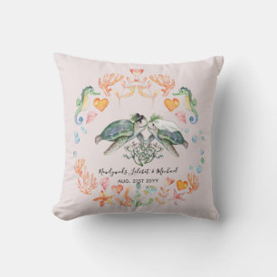 BUDGET Newlyweds Wedding Gifts Custom SEA TURTLES Throw Pillow