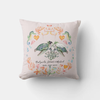 BUDGET Newlyweds Wedding Gifts Custom SEA TURTLES Throw Pillow