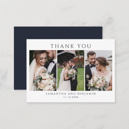 Budget Newlyweds Wedding Photo Collage Thank You Note Card