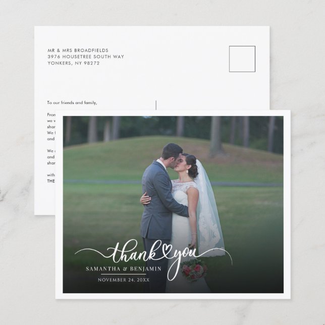 Budget Newlyweds Wedding Photo Thank You Card (Front/Back)