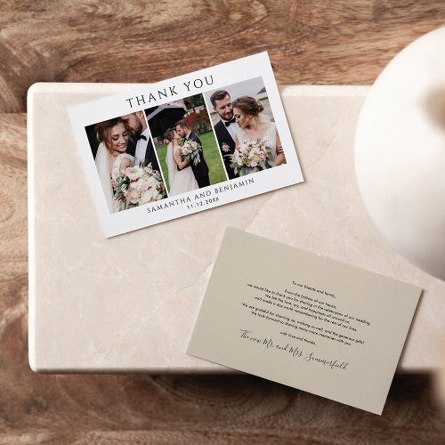 Budget Newlyweds Wedding Photos Thank You Note Card