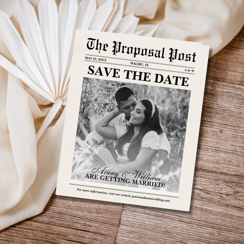 Budget Newspaper Photo Wedding Save The Date Flyer