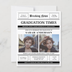 BUDGET Newspaper Style 2 Photo Graduation Party