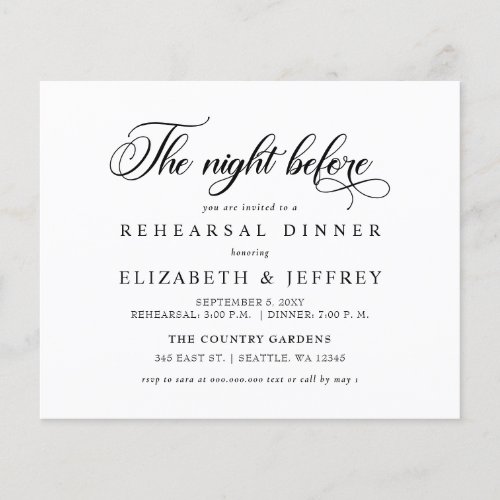 Budget Night Before Rehearsal Dinner Invitation