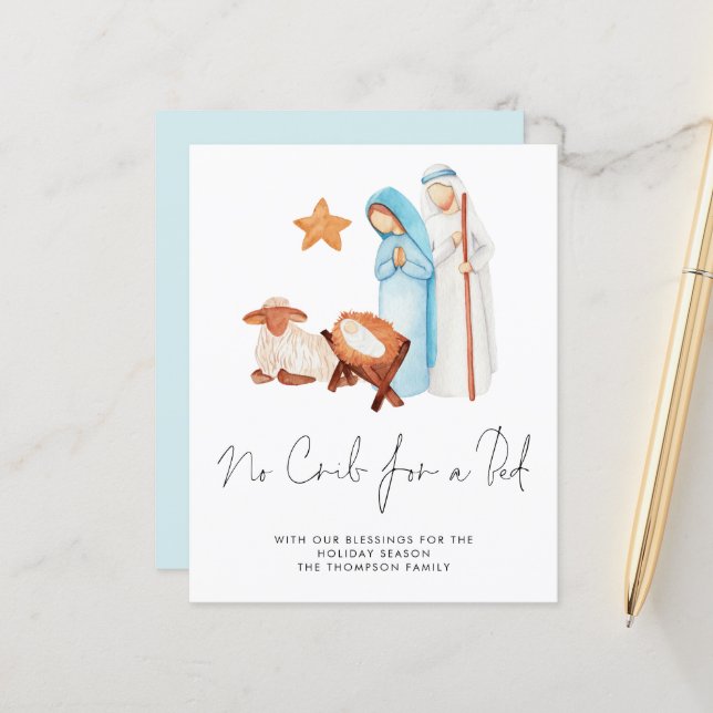 Budget No Crib For Bed Nativity Christmas Card (Front/Back In Situ)