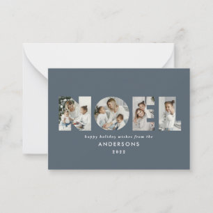 budget Noel Christmas bold 4 photo simple Holiday Note Card