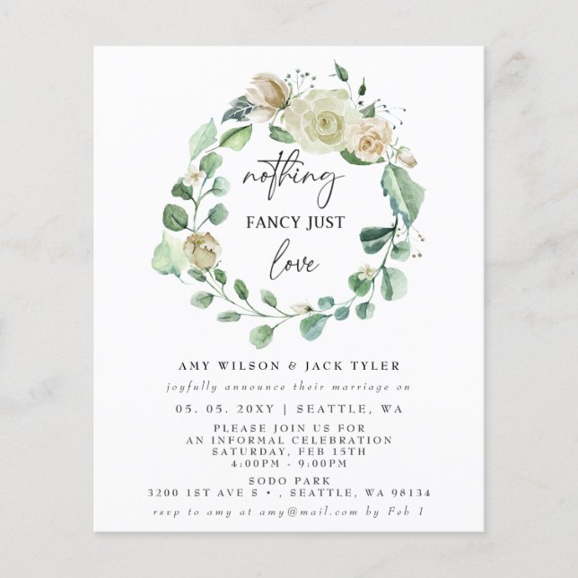Budget Nothing Fancy Just Love Announcement   (Front)