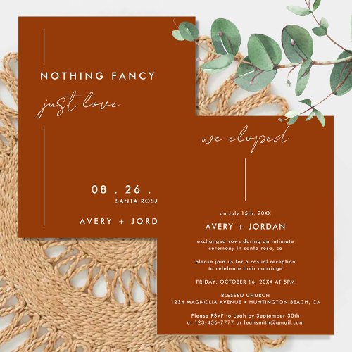 Budget Nothing Fancy Just Love Casual Wedding Flyer