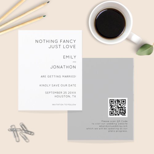 Budget Nothing Fancy Just Love QR Code Save Date