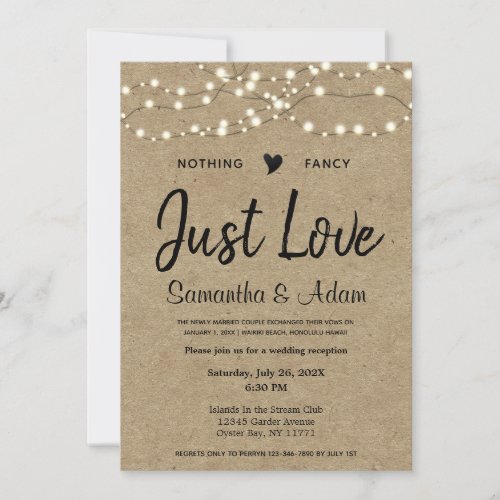 Budget Nothing Fancy Just Love String Lights Invitation