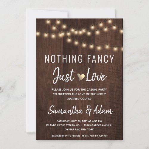 Budget Nothing Fancy Just Love String Lights Invitation