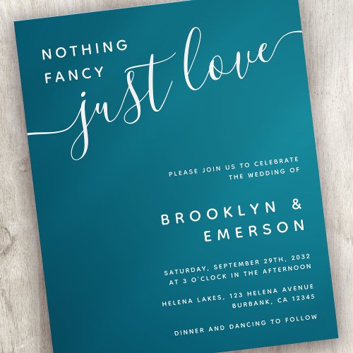 Budget Nothing Fancy Just Love Wedding Invitation