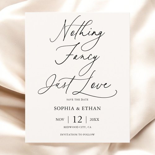 Budget Nothing Fancy Script Wedding Save The Date Flyer