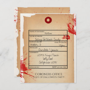 BUDGET Novelty Halloween Toe Tag Coroners Office