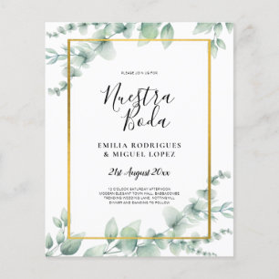 BUDGET NUESTRA BODA Eucalyptus GOLD QR CODE Flyer
