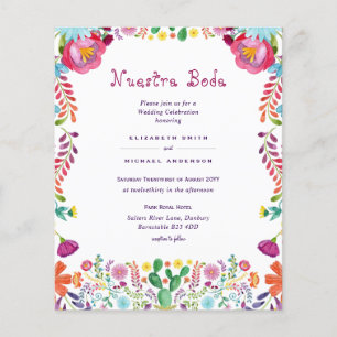 BUDGET Nuestra Boda Flowers Wedding Invite