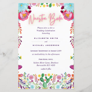 BUDGET Nuestra Boda Flowers Wedding Invite A9