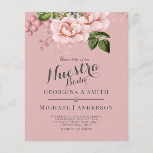 BUDGET Nuestra Boda Invitacion - Blush Pink Roses