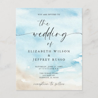 Budget Ocean Sea Summer Beach Wedding Invitation