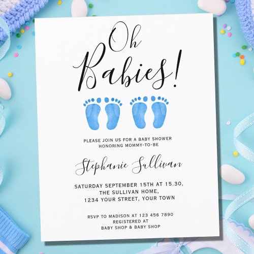 Budget Oh Babies Twins Baby Shower Invitation