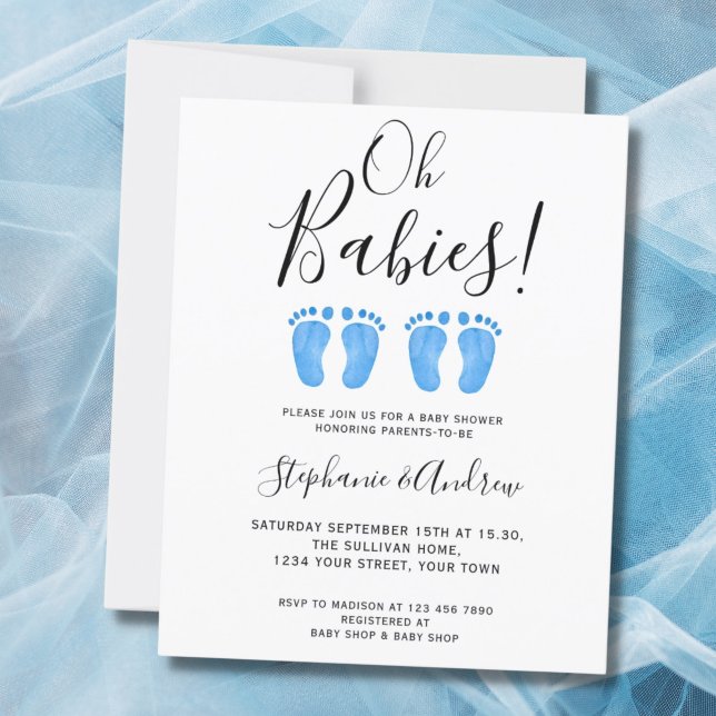 Budget Oh Babies Twins Couples Baby Shower Invite