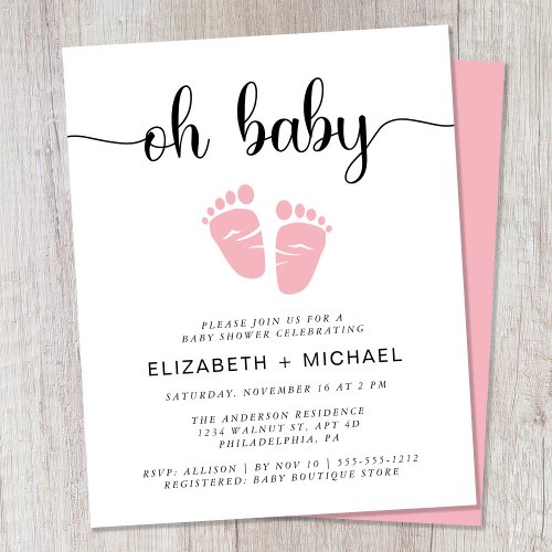 Budget Oh Baby Couples Baby Girl Shower Invitation