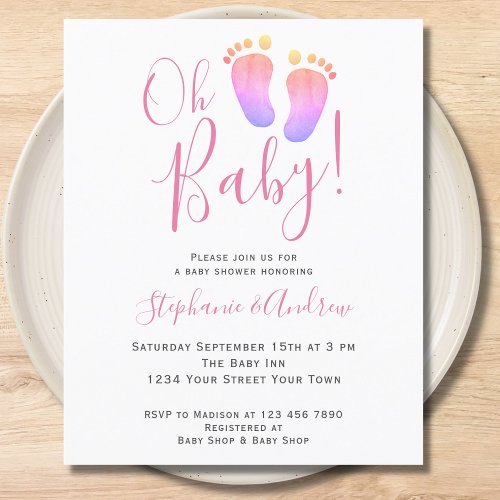 Budget Oh Baby Couples Pink Baby Shower Invitation