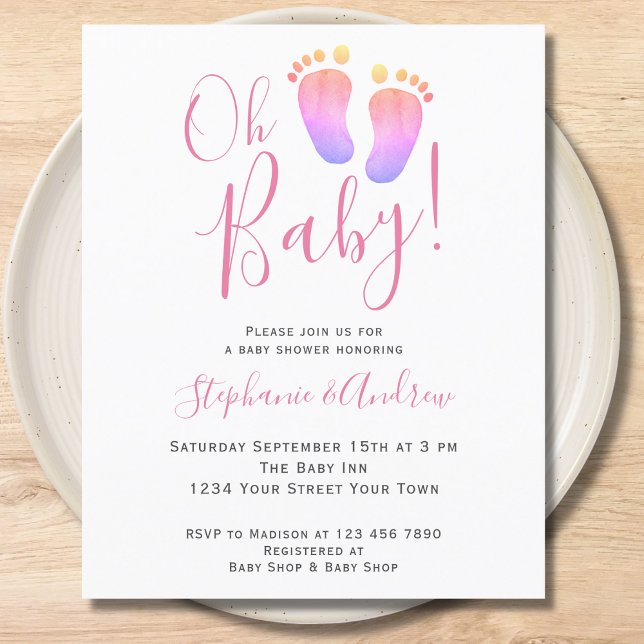 Budget Oh Baby Couples Pink Baby Shower Invitation (Creator Uploaded)