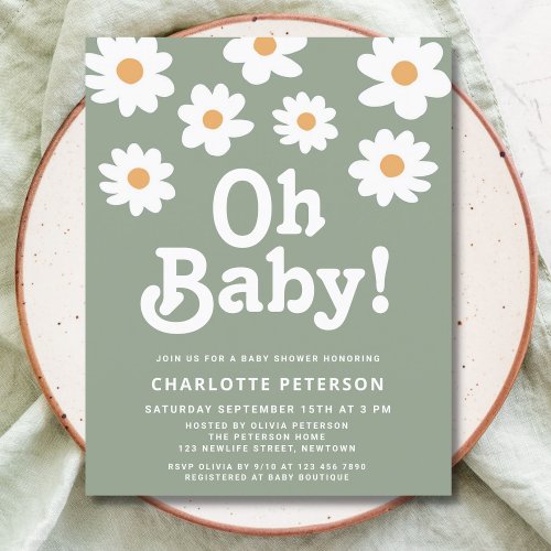 Budget Oh Baby Daisy Sage Green Baby Shower 