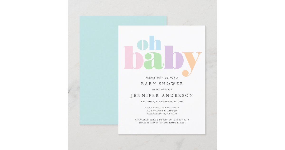 Budget Oh Baby Modern Baby Shower Invitation Zazzle