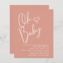 Budget Oh Baby Pink Baby Shower Invitation