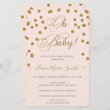 Budget Oh Baby Pink Gold Baby Shower Invitation