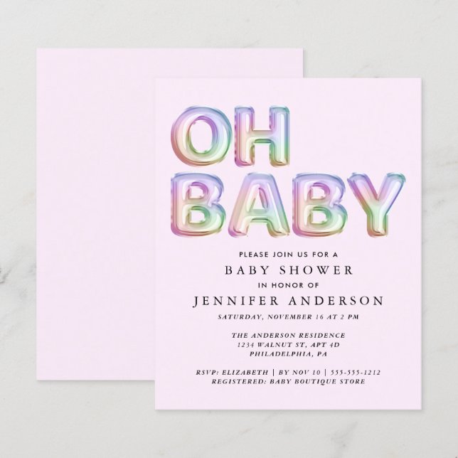Budget Oh Baby Pink Shower Invitation (Front/Back)