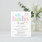 Budget Oh Baby Rainbow Baby Girl Shower Invitation (Standing Front)