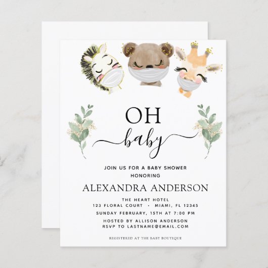 Budget Oh Baby Shower Woodland Eucalyptus (Front/Back)
