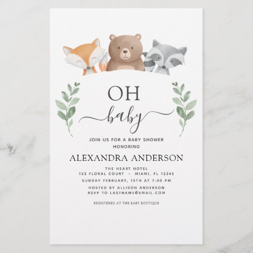 Budget Oh Baby Shower Woodland Invitations