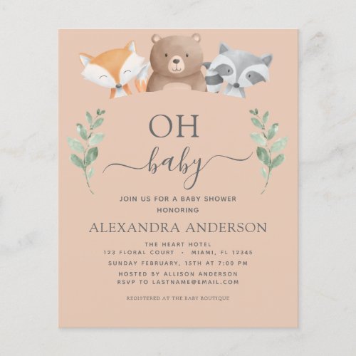 Budget Oh Baby Shower Woodland Invitations