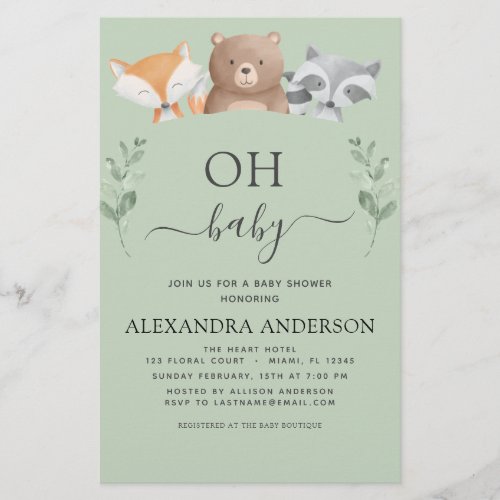 Budget Oh Baby Shower Woodland Invitations