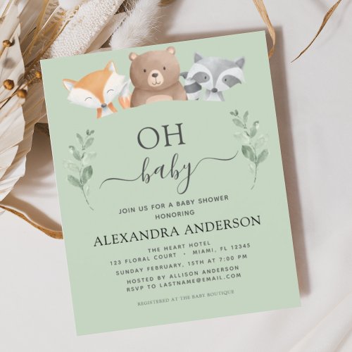 Budget Oh Baby Shower Woodland Invitations
