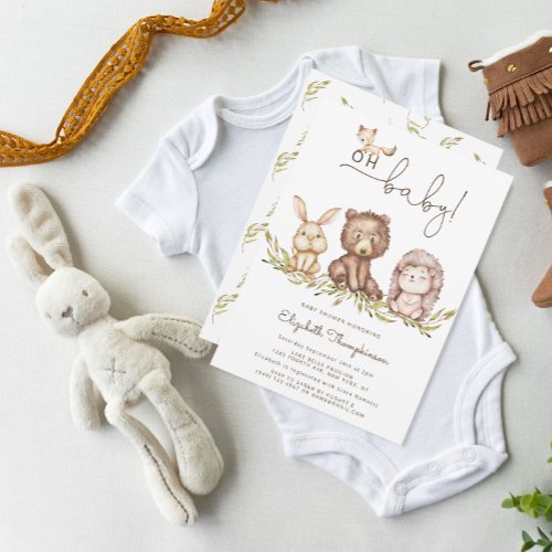 Budget Oh Baby Shower Woodland Invitations