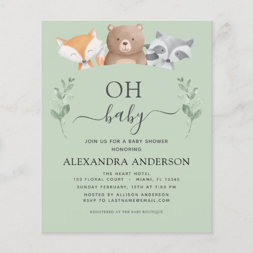 Budget Oh Baby Shower Woodland Invitations Flyer