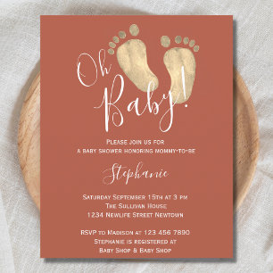 Budget Oh Baby Terracotta Baby Shower Invitation
