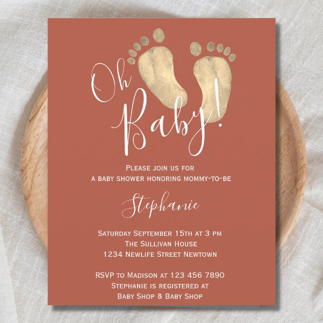 Budget Oh Baby Terracotta Baby Shower Invitation (Creator Uploaded)