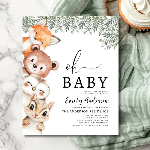 Woodland Brown baby shower invitation