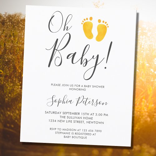 Budget Oh Baby Yellow Feet Baby Shower Invitation