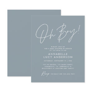 budget oh Boy baby shower script blue elegant
