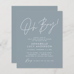 budget oh Boy baby shower script blue elegant 