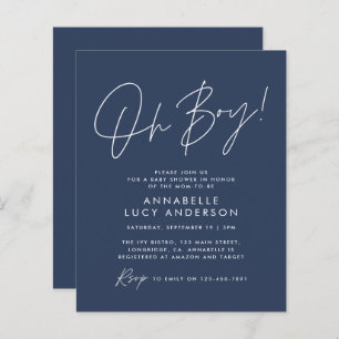 budget oh Boy baby shower script navy blue