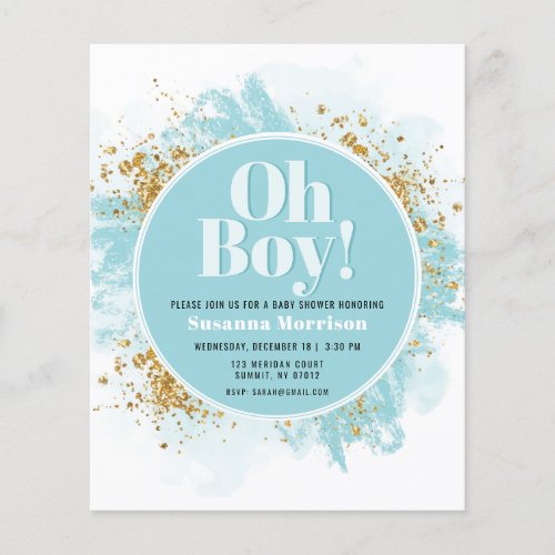 Budget Oh Boy Baby Shower Watercolor Glitter