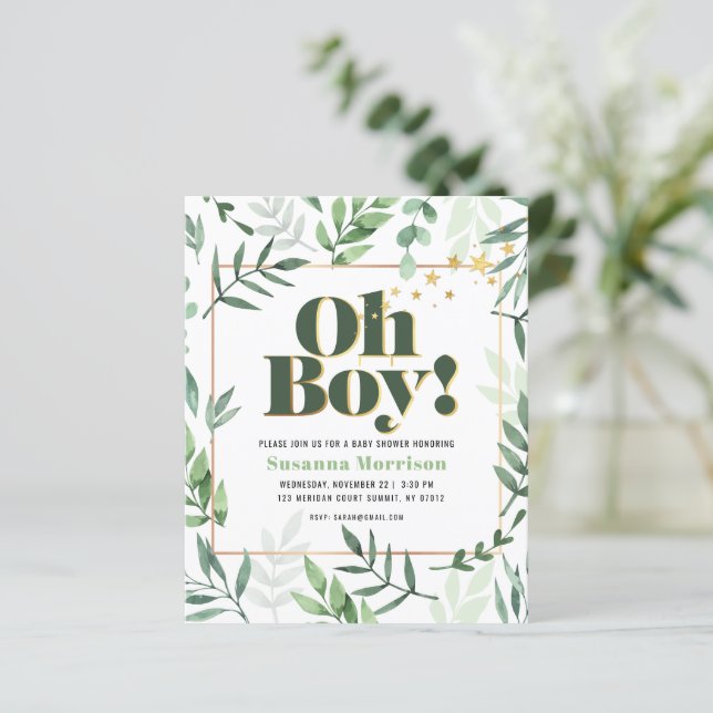 Budget Oh Boy Baby Shower Watercolor Glitter (Standing Front)